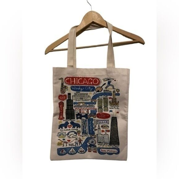 tote reusable bag CHICAGO map art - Picture 1 of 3